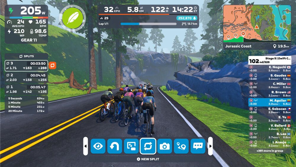 An in game screengrap of the new Zwift HUD