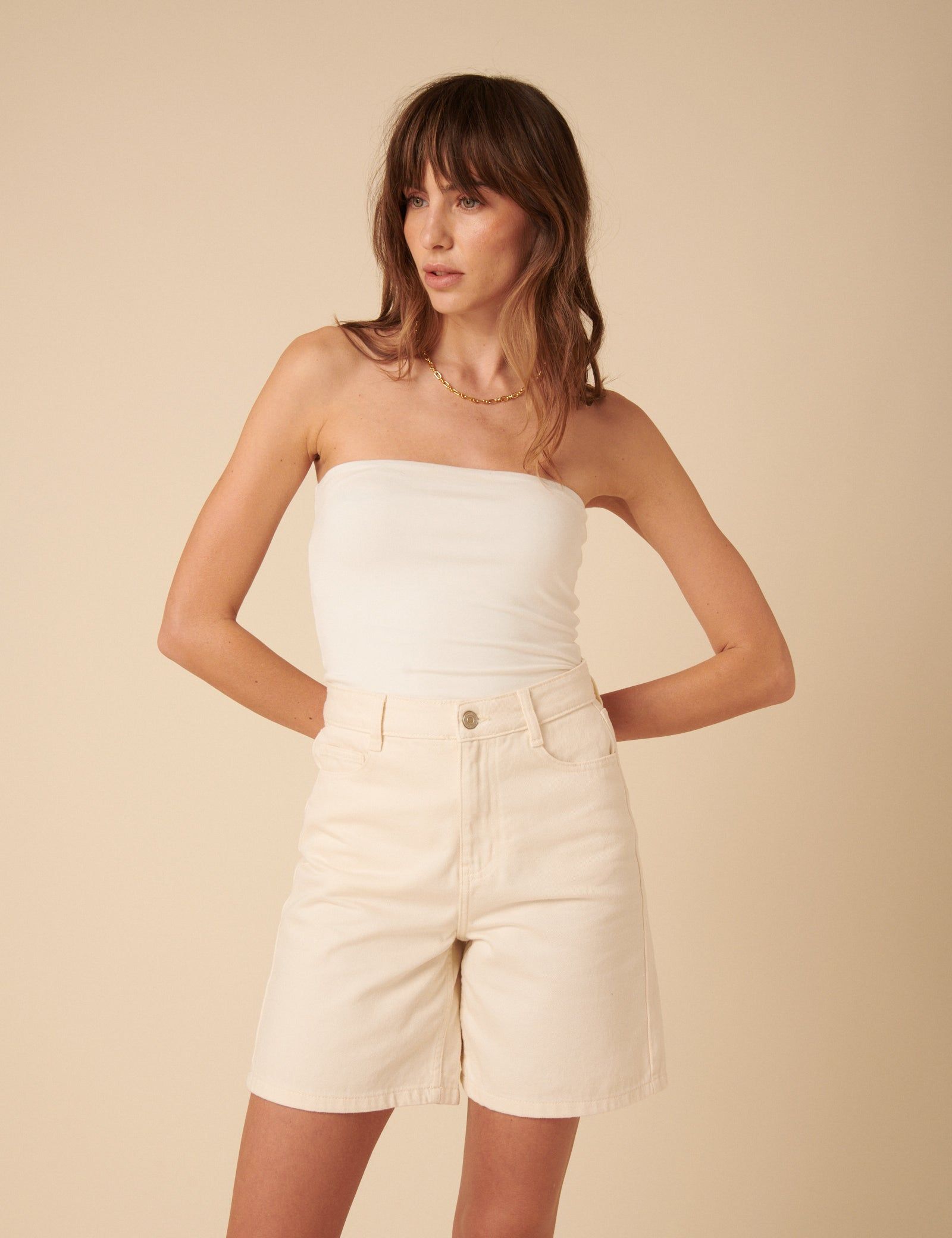 Cream Denim Brixton Shorts