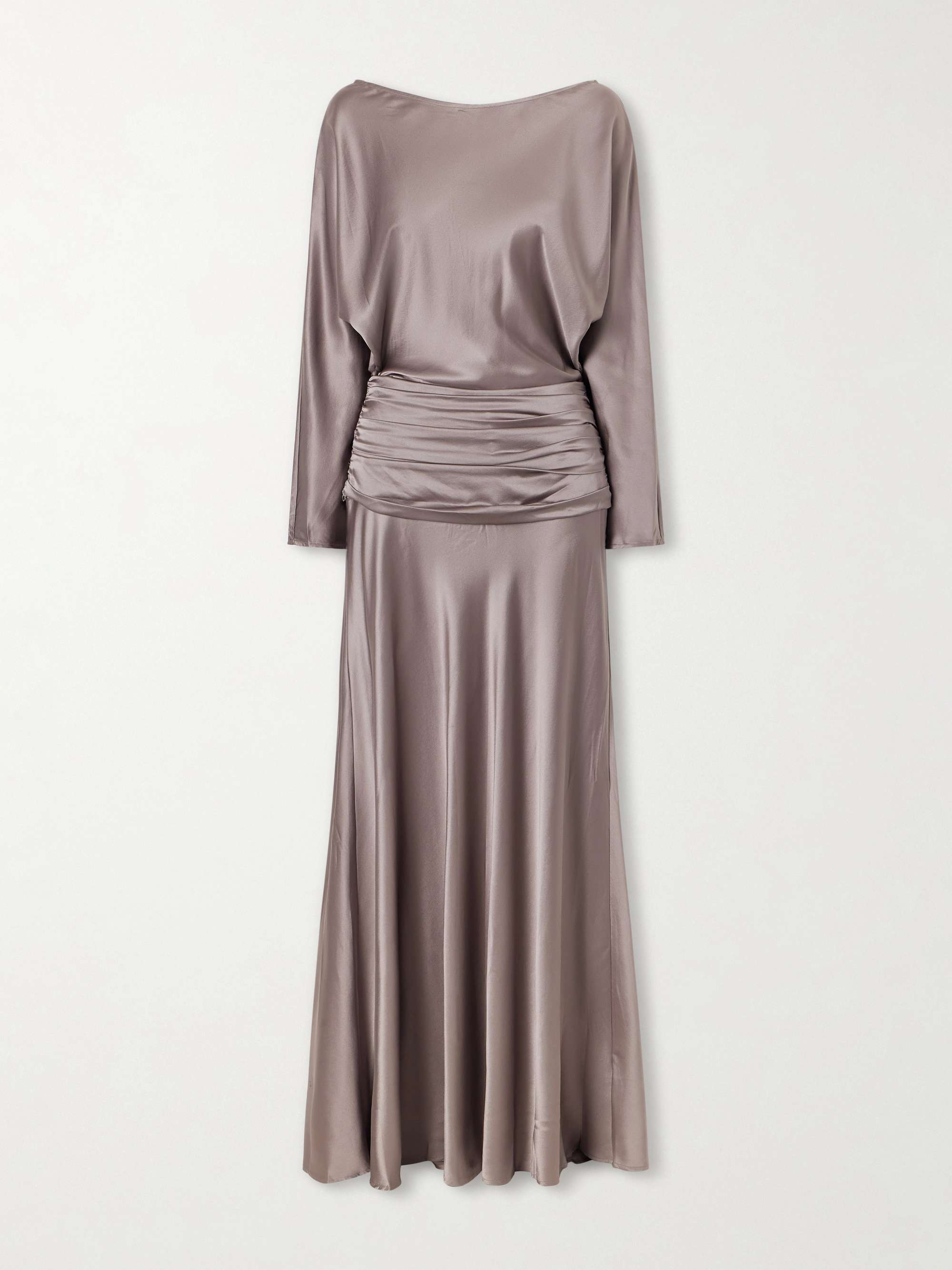 Freda Gathered Silk-Blend Satin Maxi Dress