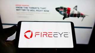 The FireEye logo as seen on a smartphone