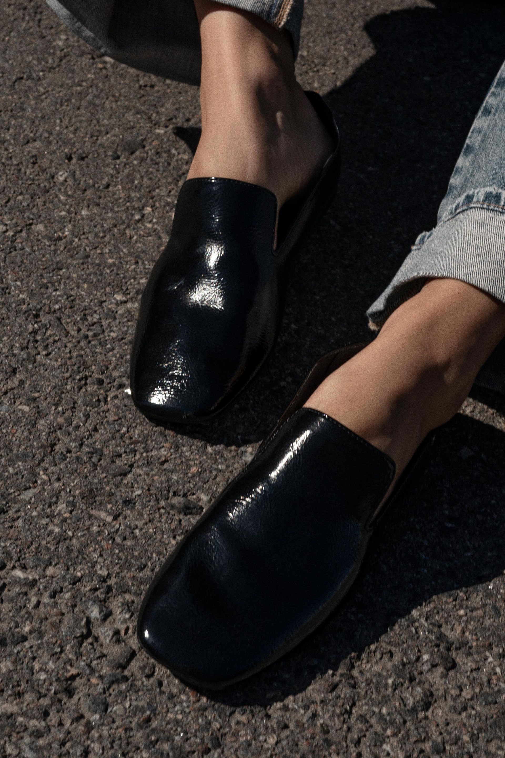Patent-Effect Loafers