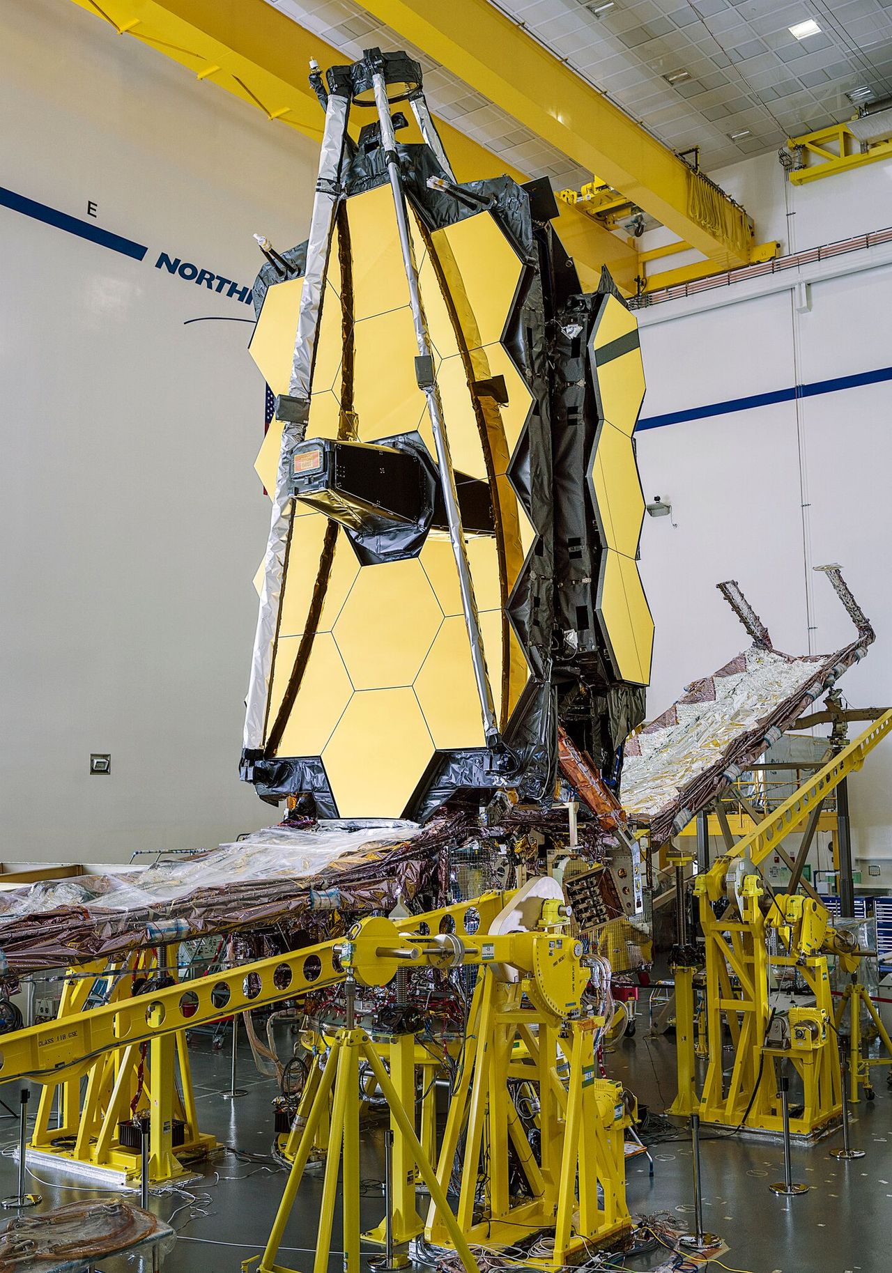 NASA&rsquo;s James Webb Space Telescope, post-integration, inside Northrop Grumman&rsquo;s cleanroom facilities in Redondo Beach, California.