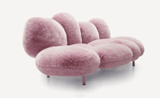 Pink fluffy sofa