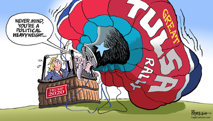 Political Cartoon U.S. Trump Tulsa rally crowd