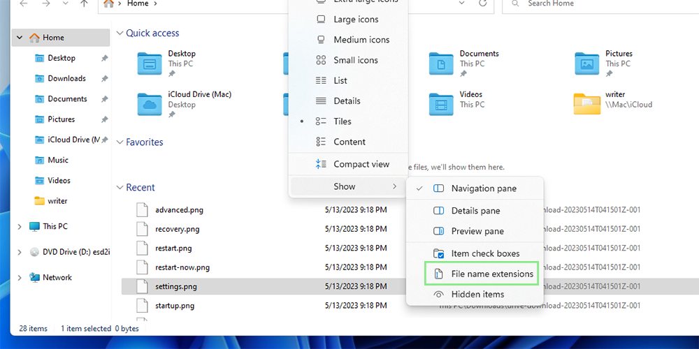 How to show file extensions in Windows 11