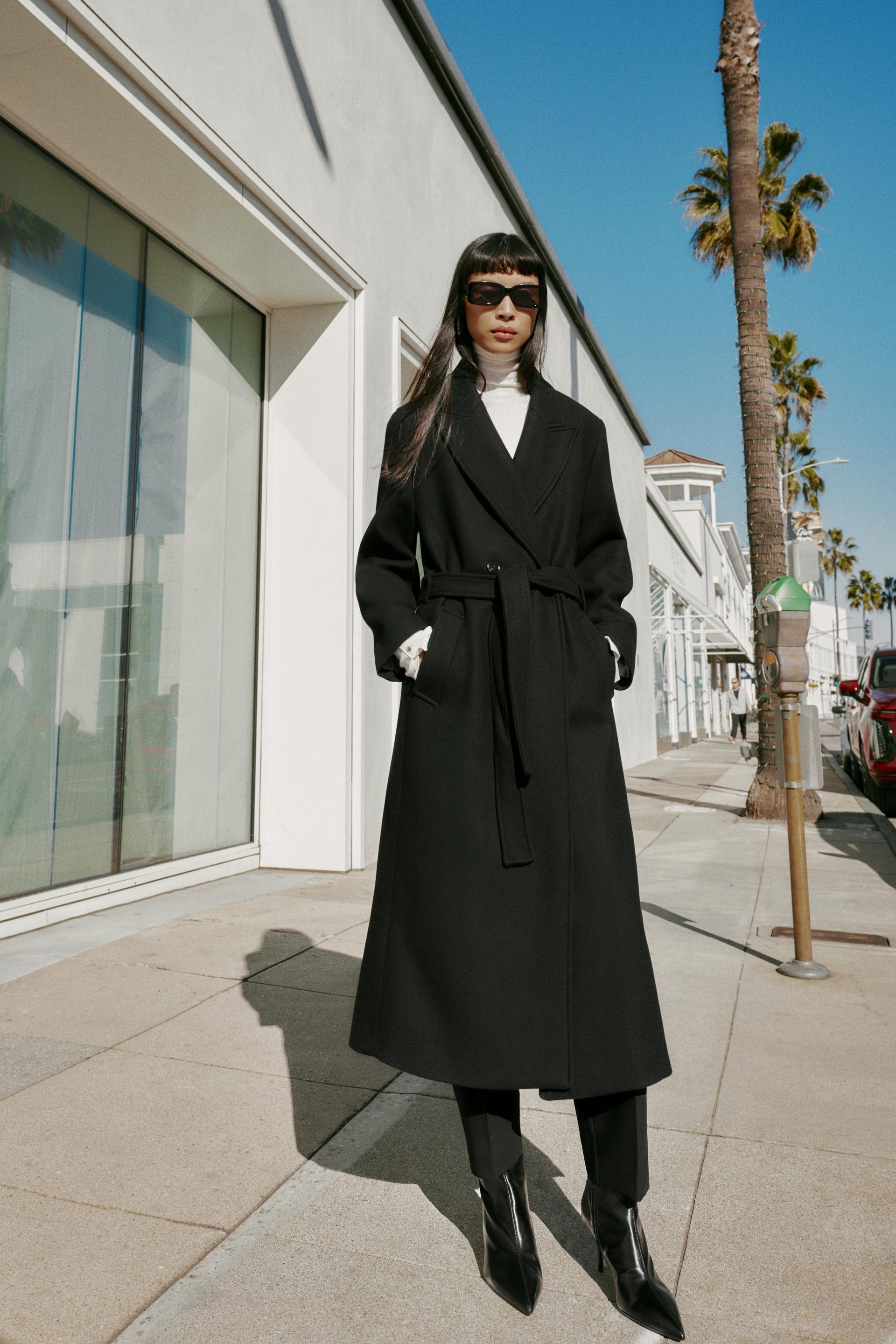 Long Wool Coat With Belt