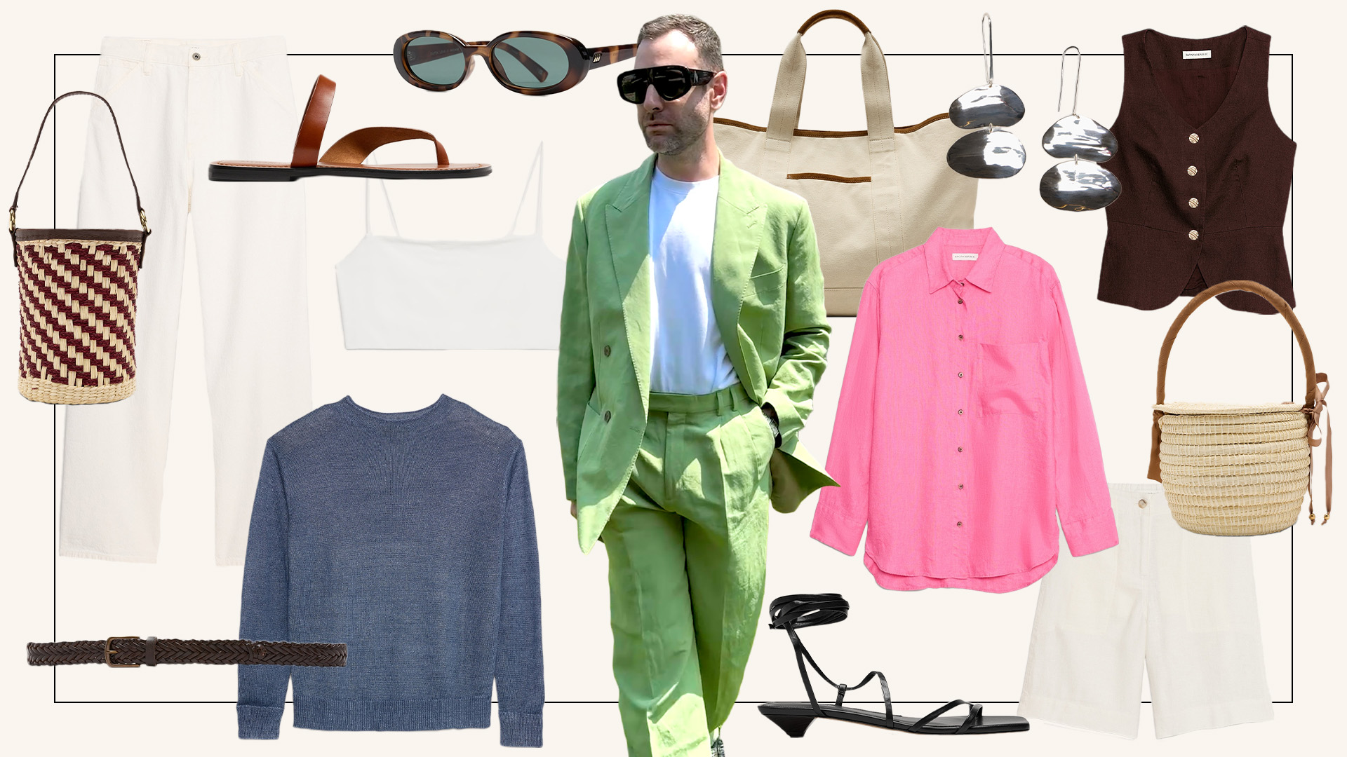 Collage of the best Banana Republic items for women and men.