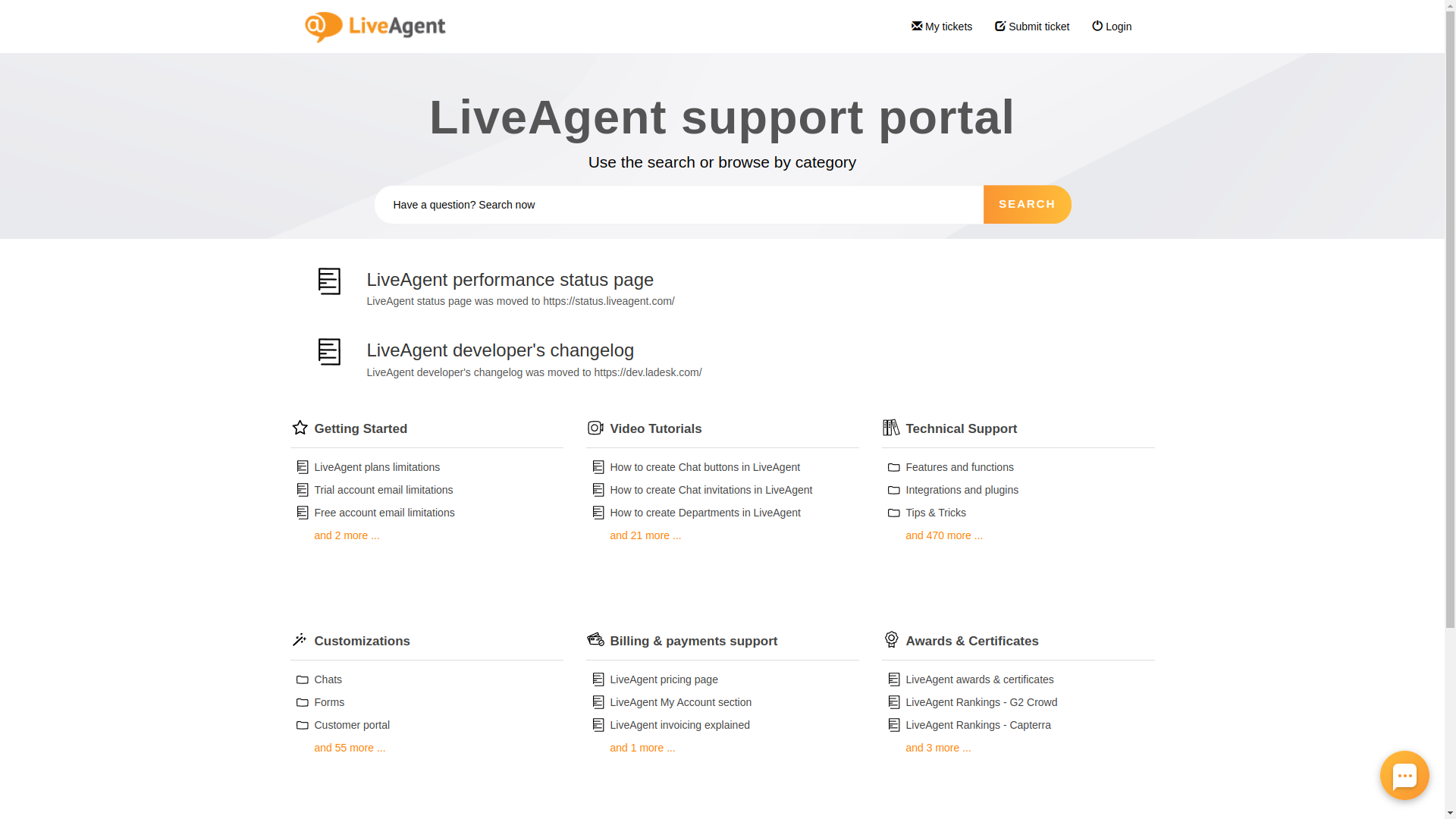 LiveAgent support page