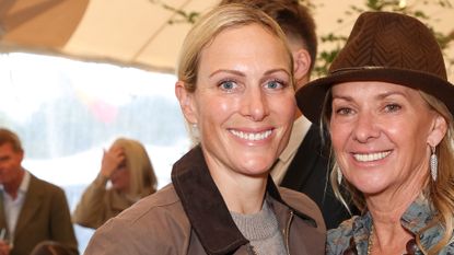 Zara Tindall and Fiona Howden pose for a photo as they attend Cornbury House Horse Trials at Cornbury Park on September 12, 2025