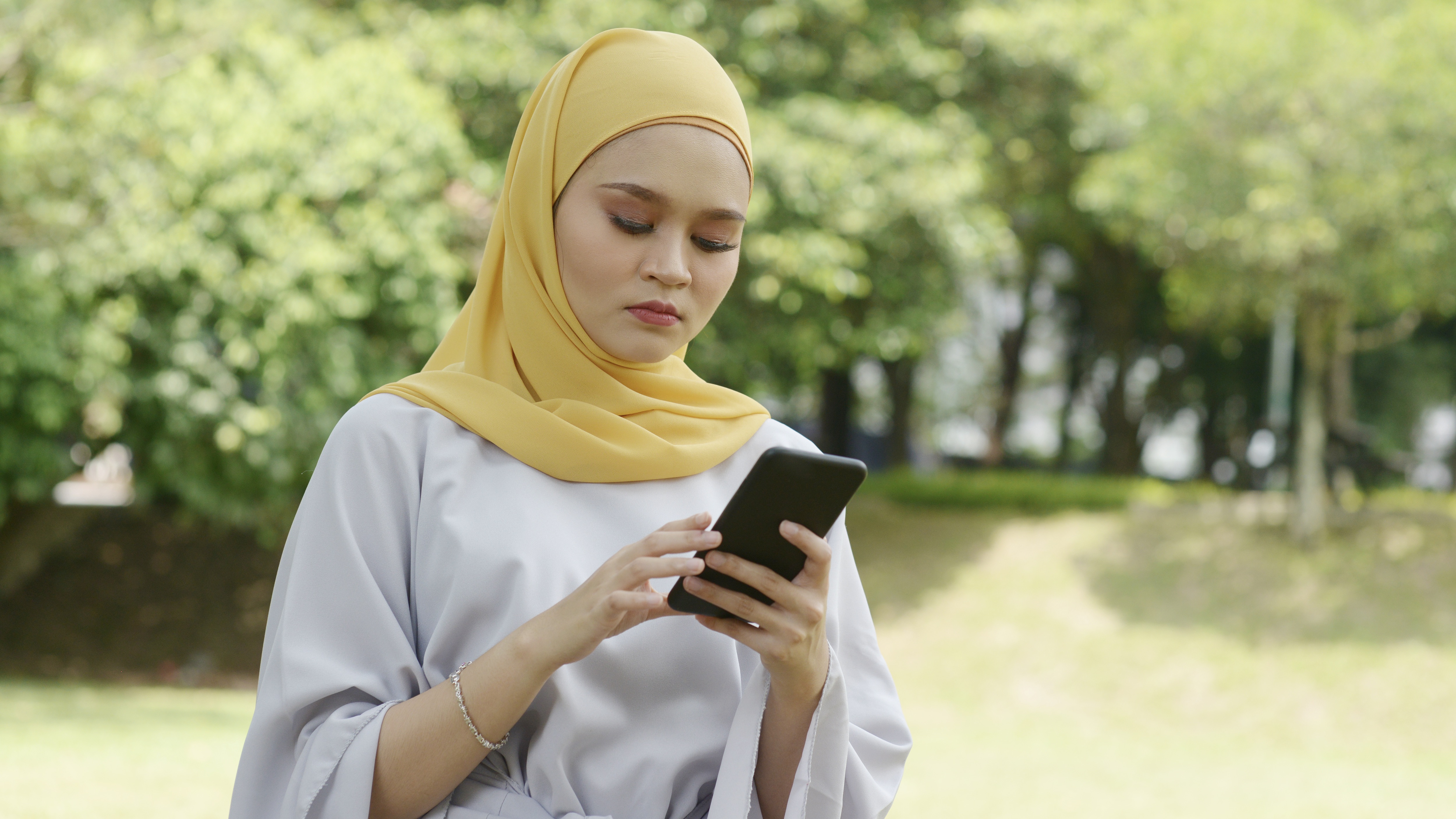 Woman looking at her phone