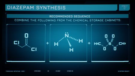 The Diazepam chemical sequence shown on a screen in Directive 8020.