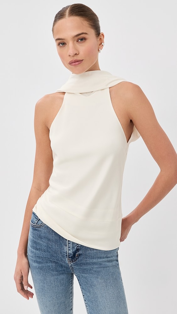 SIMKHAI Samira Satin Cape Top - Ivory