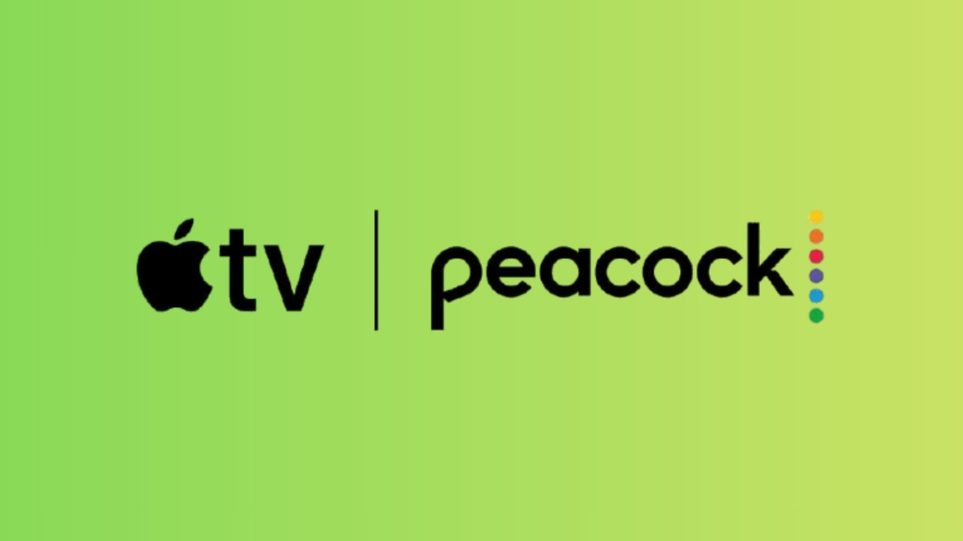 The Apple TV and Peacock logos on a green background