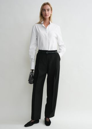 Pleated Straight Trousers