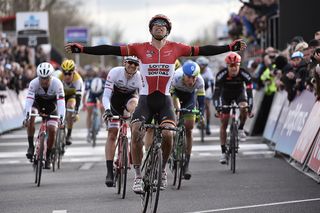 Jens Debusschere (Lotto Soudal) wins the 2016 Dwars door Vlaanderen