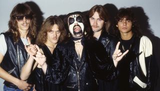 Mercyful Fate in ’83 vintage:Kim Ruzz, Timi ‘Grabber’ Hansen, King Diamond, Michael Denner, Hank Shermann.