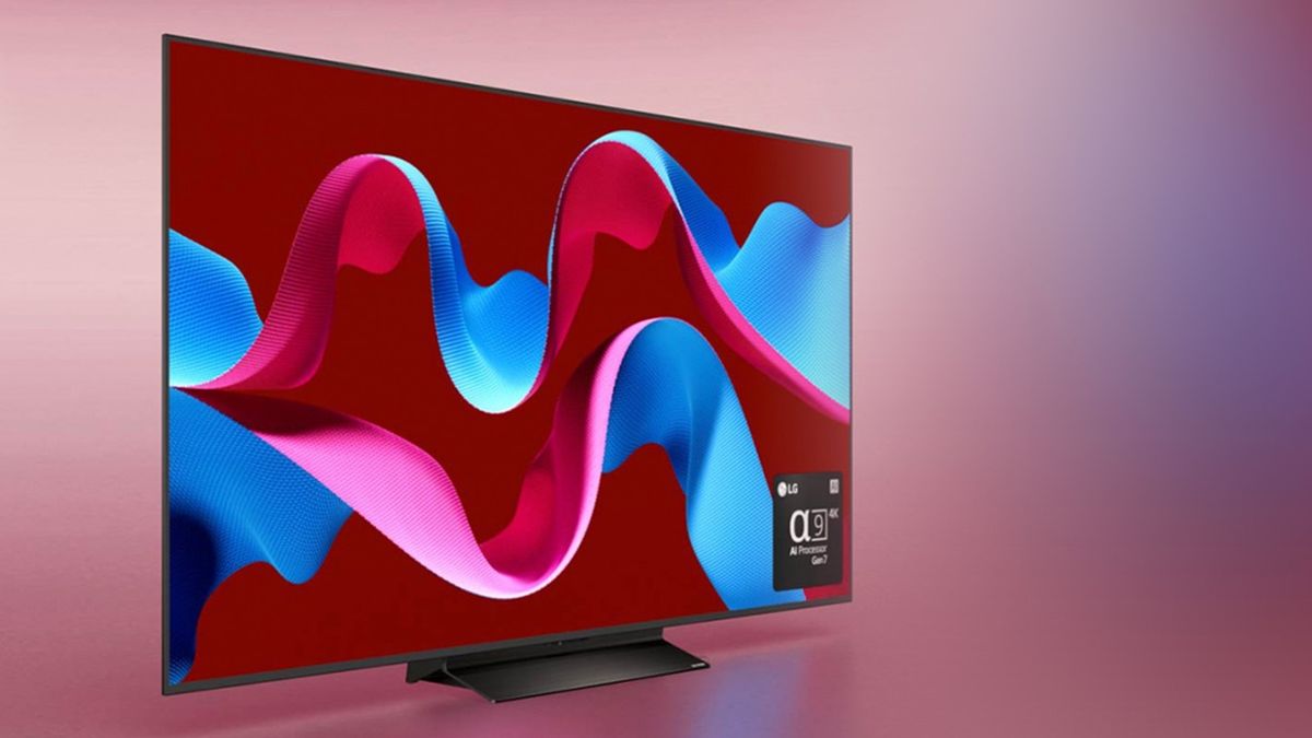 LG B4 TV with pink background