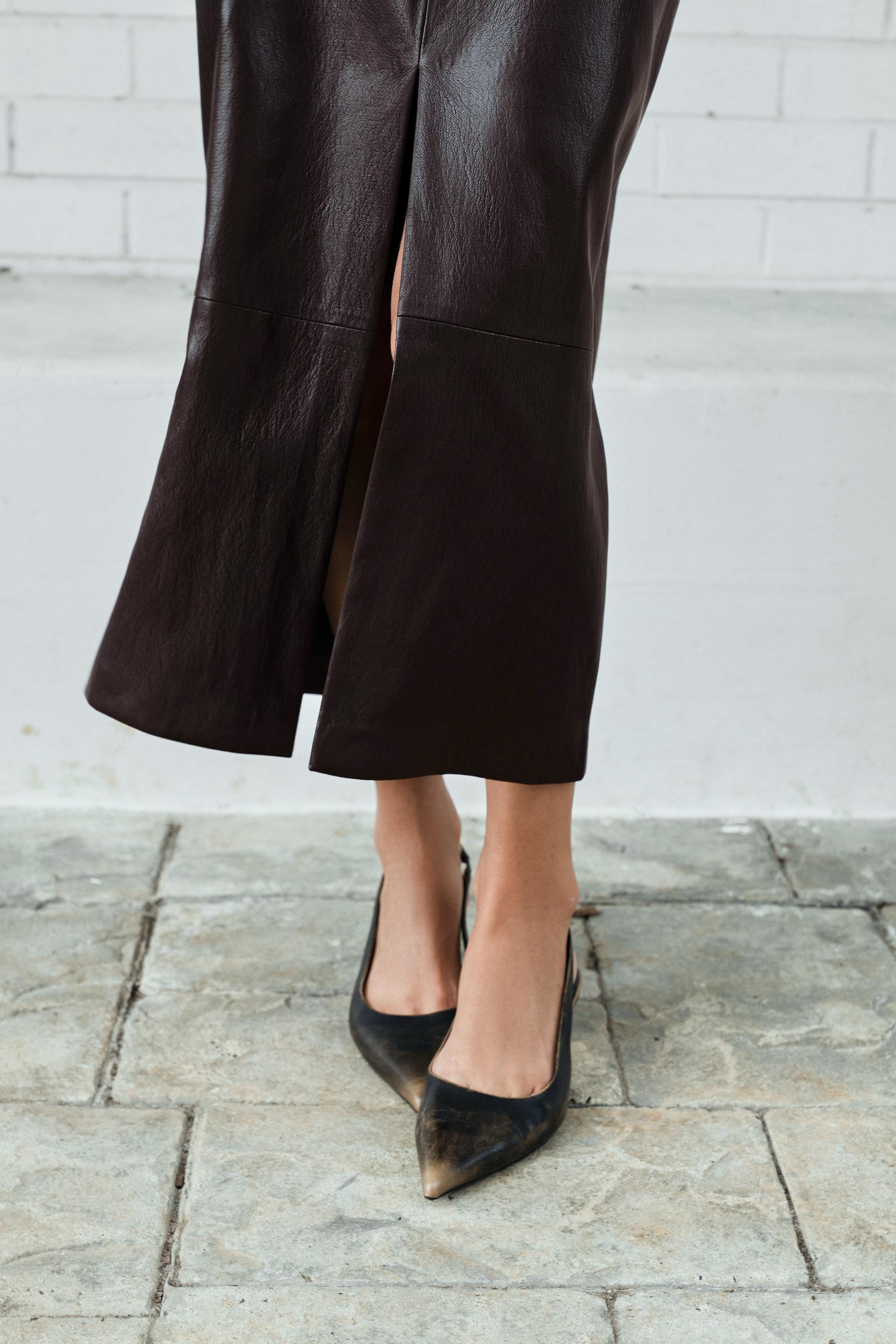 Faux Leather Midi Skirt