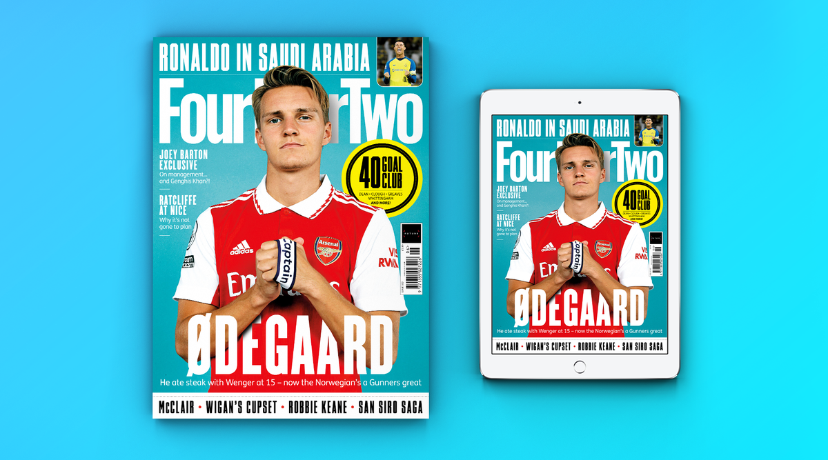 Cover of issue 352 of FourFourTwo with Arsenal&#039;s Martin Odegaard