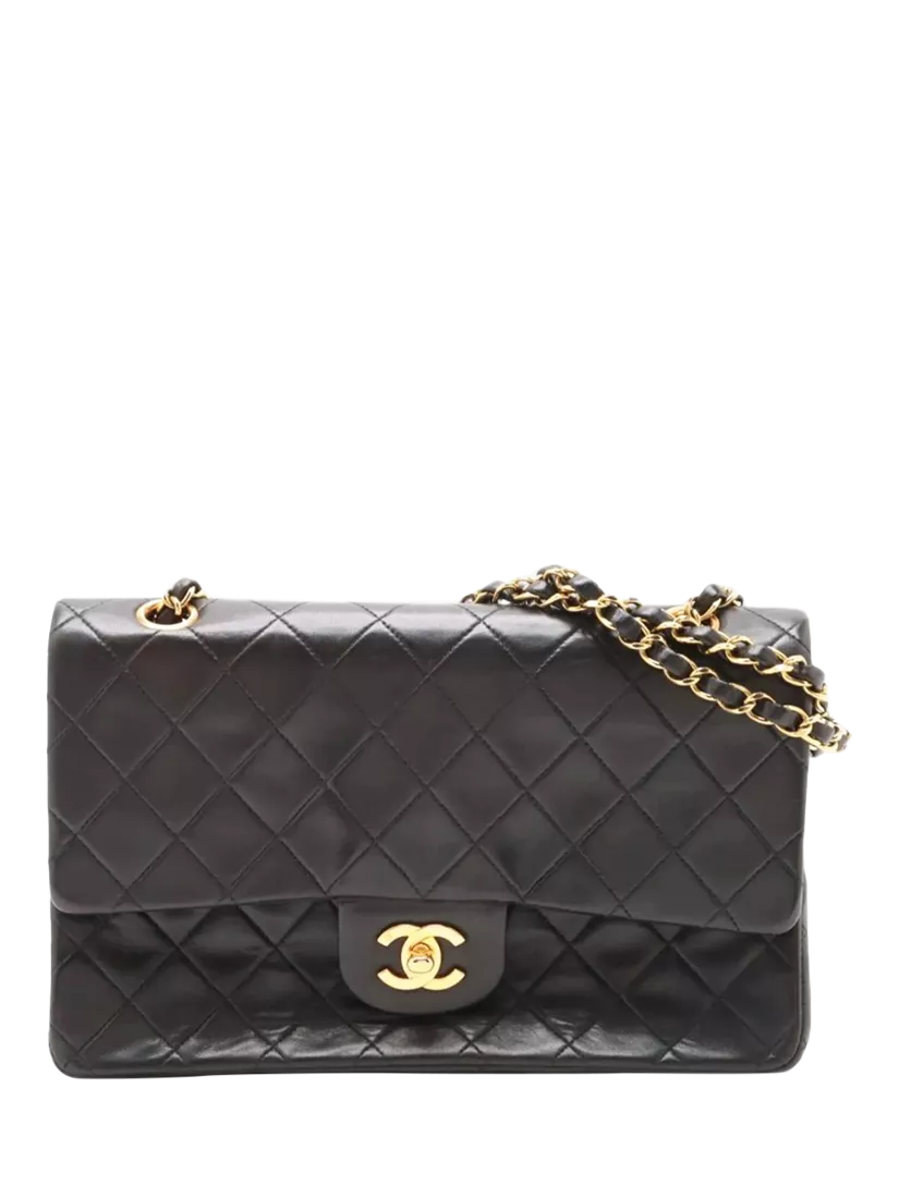 Pre-Loved Chanel Vintage 1991 Medium Lambskin Leather Classic Double Flap Bag, Black