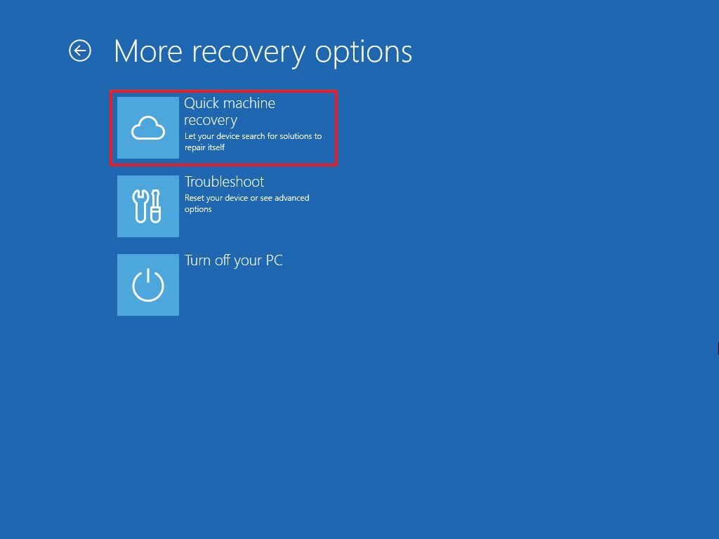 Quick Machine Recovery via WinRE