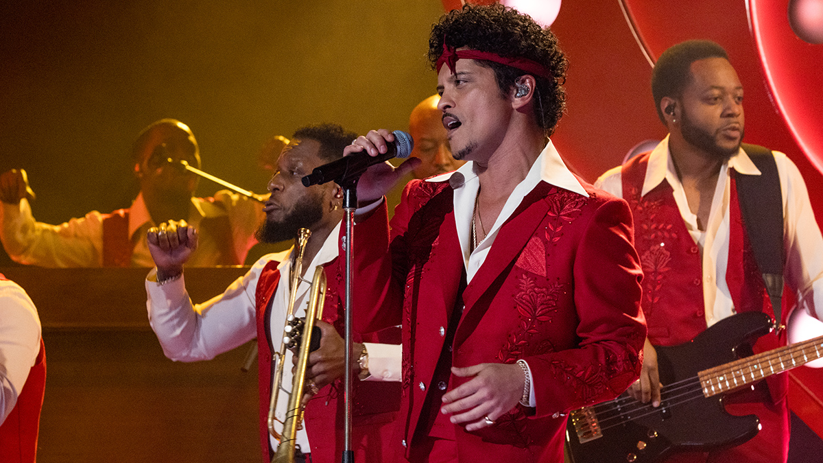 LOS ANGELES, CALIFORNIA - FEBRUARY 01: Bruno Mars performs onstage during the 68th GRAMMY Awards at Crypto.com Arena on February 01, 2026 in Los Angeles, California.  (Photo by John Shearer/Getty Images for The Recording Academy)