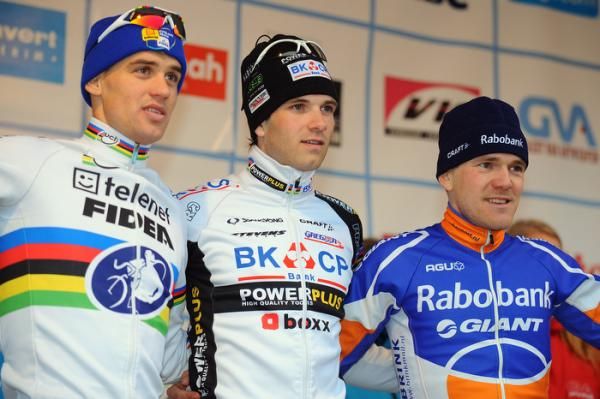 Elite men's podium: Zdenek Stybar, Niels Albert, Bart Aernouts