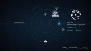 A screen displaying the power menu in Starfield.