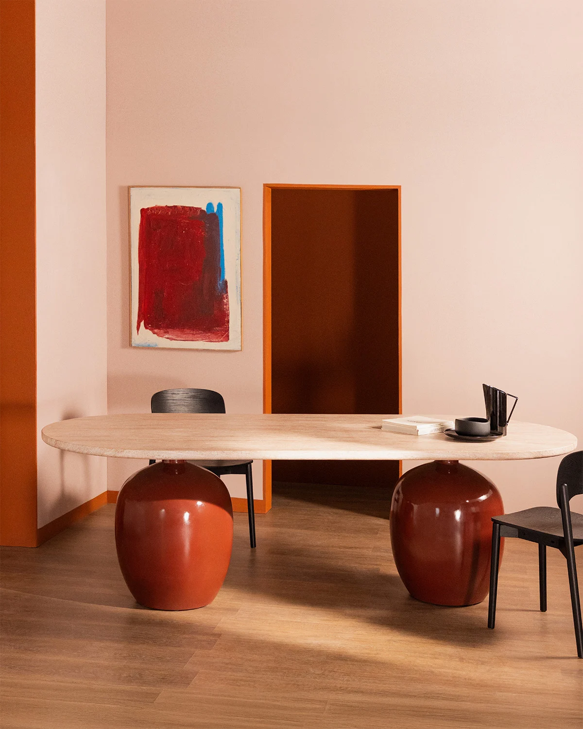Thm , Oval Cement Dining Table (245x110 Cm)