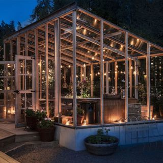 outdoor with glasshouse sparkle and plants
