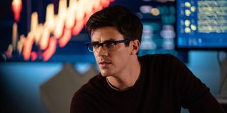 Grant Gustin as Barry Allen wearing glasses in The Flash