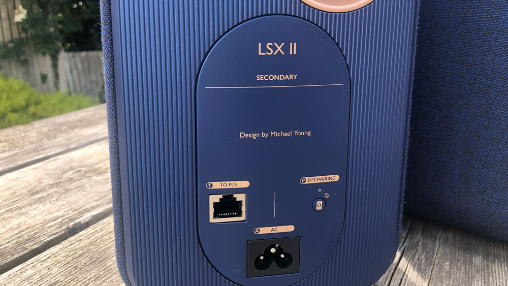 Close up back of right-hand KEF LSX II