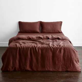 Hazelnut flax linen bedding set