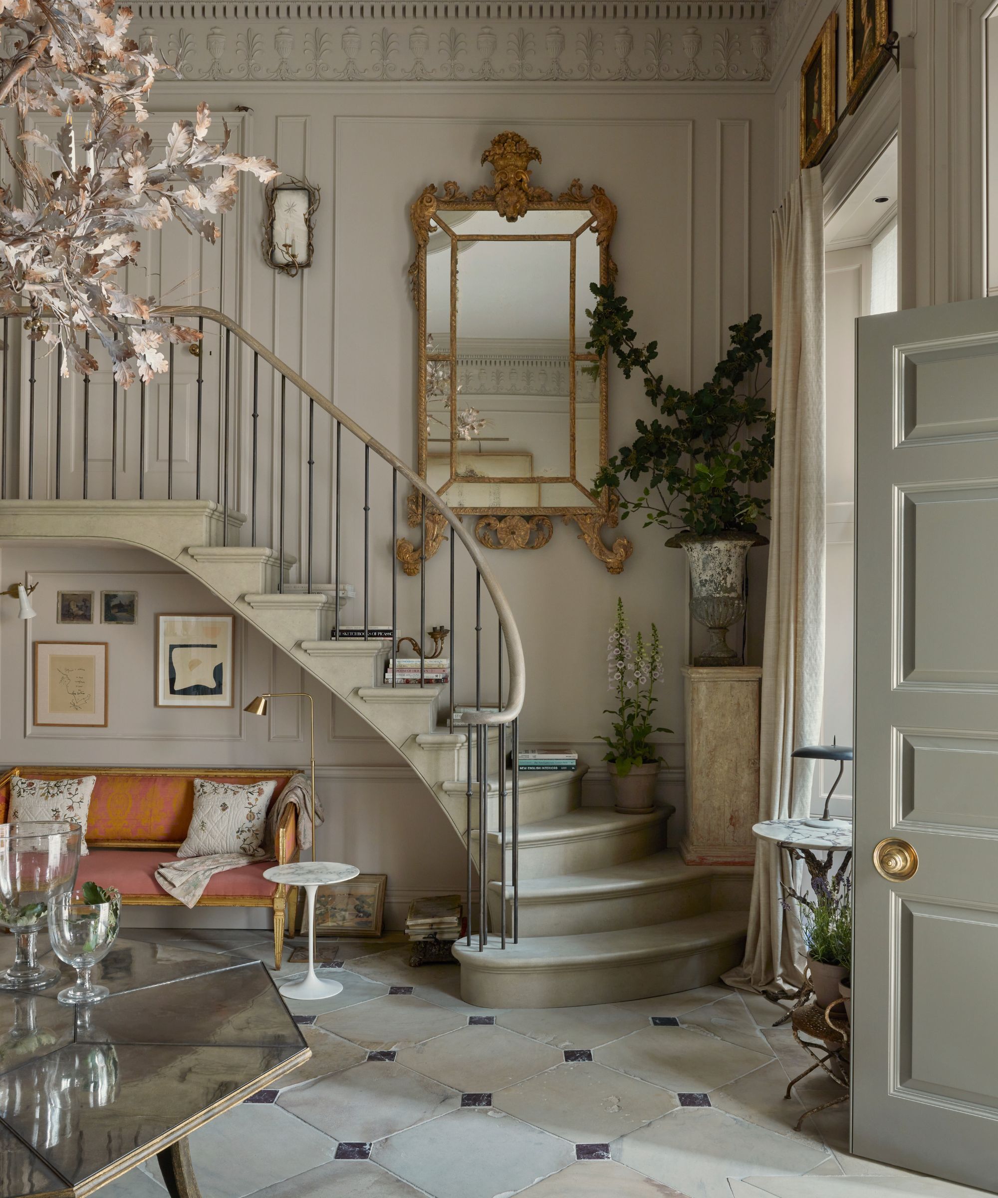 A grand hallway in a traditional style