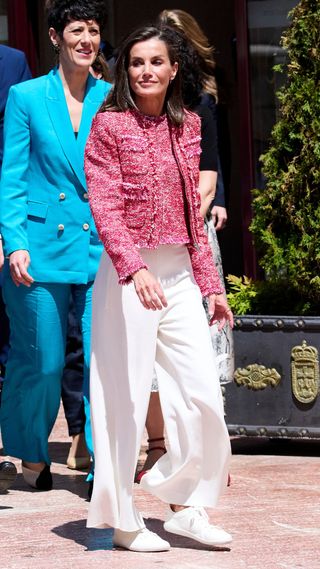 Queen Letizia's pink tweed cardigan