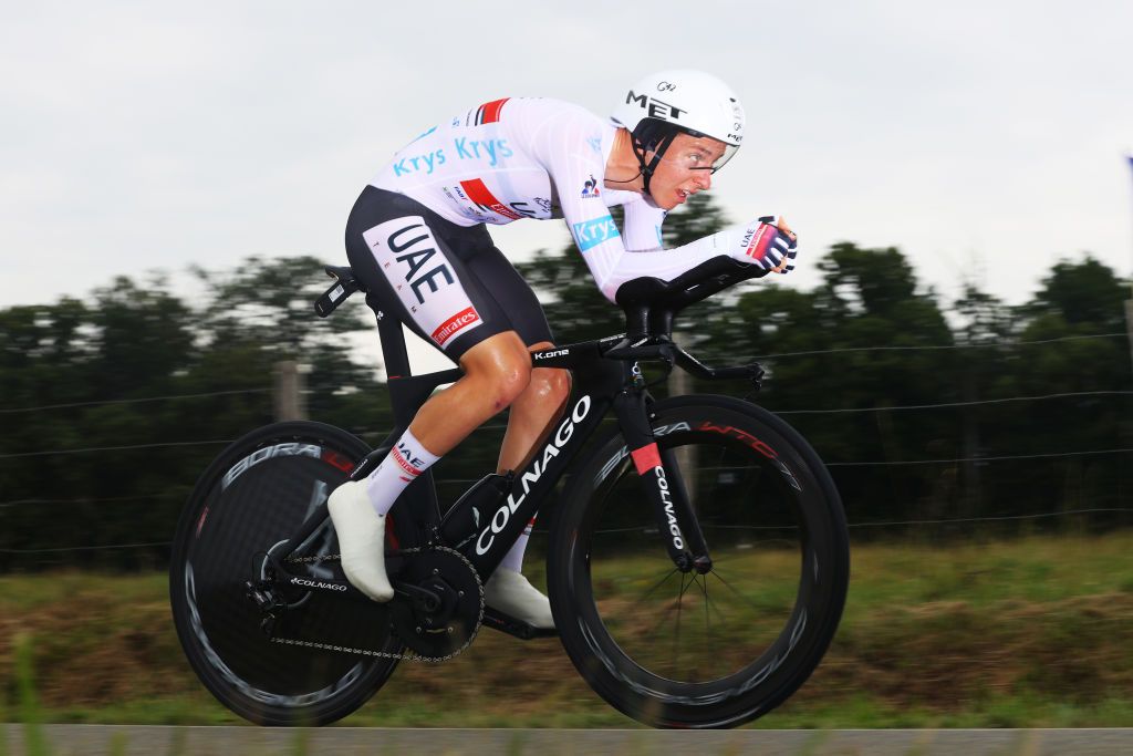 Tadej Pogacar (UAE Team Emirates) in the stage 5 time trial at the Tour de France