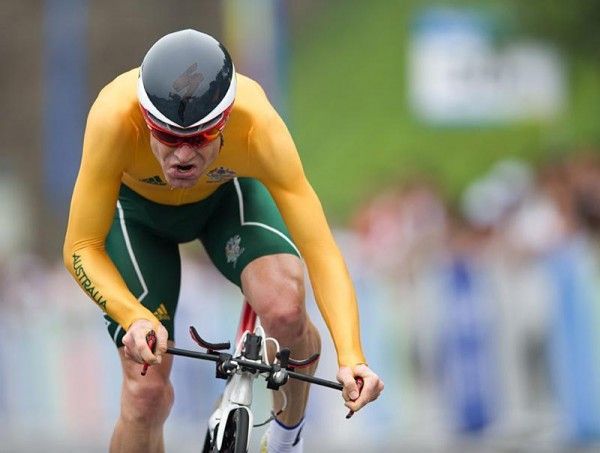 Cadel Evans (Australia) fought hard but couldn't pull out a medal winning ride.