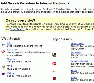 Microsoft is nice enough to show alternate search engines.