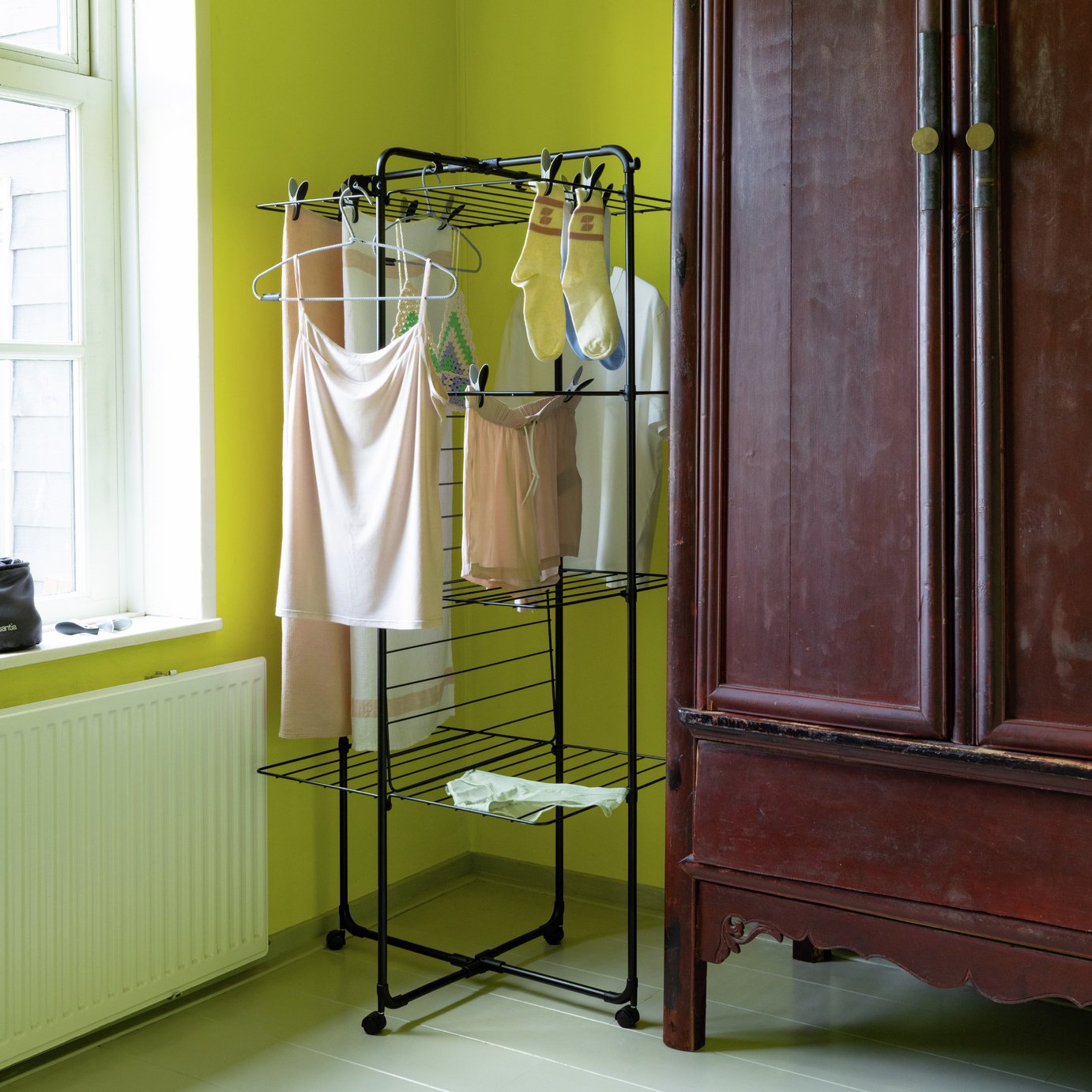 Brabantia 30m 4 Tier Hang on Tower Clothes Airer - Black
