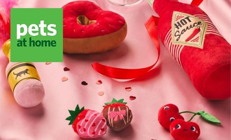 pets at home logo top left with a picture of some stuffed toys