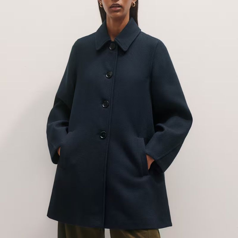 ME+EM Sculptural Swing Coat on model 