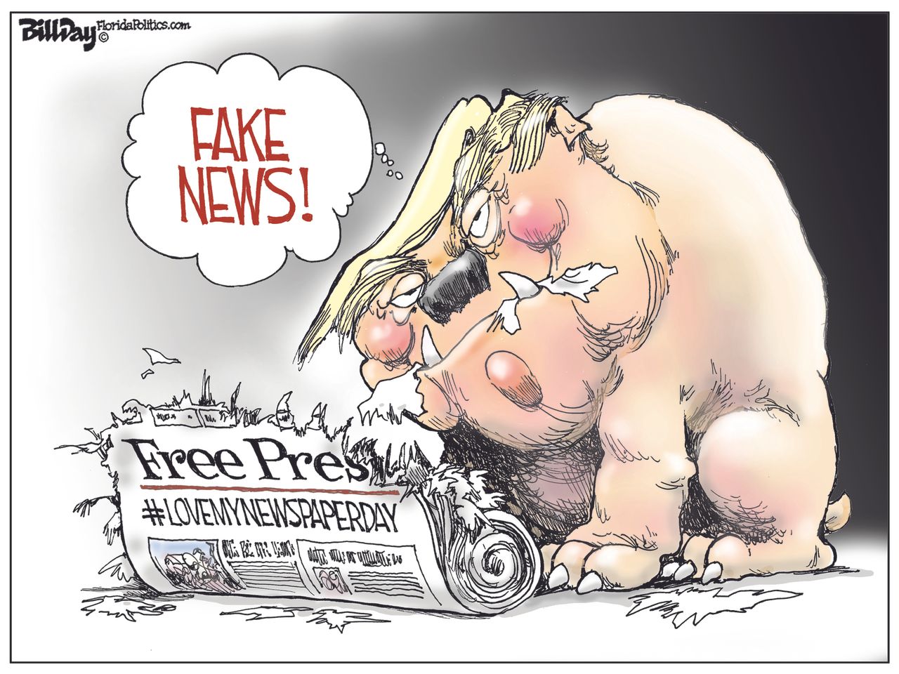 U.S. Trump fake news attack press Love my Newspaper Day