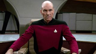 Captain Jean-Luc Picard in Captain's chair_Star Trek The Next Generation (1987)_Paramount Television