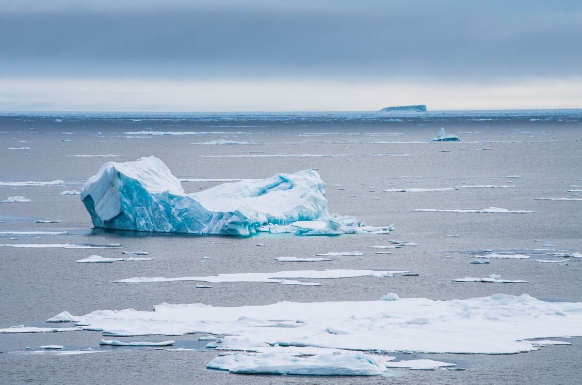 New Arctic ice typically forms off the coast of Russia in the Laptev Sea.