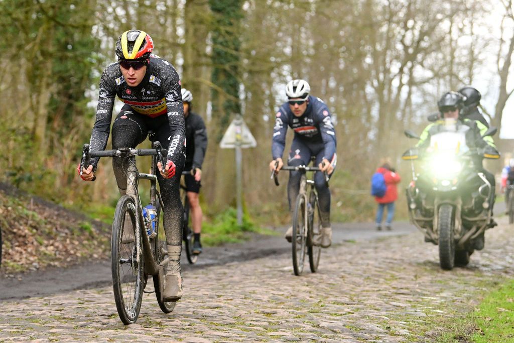 ROUBAIX FRANCE APRIL 07 Tim Merlier of Belgium and Team Soudal QuickStep during the ParisRoubaix 2023 Training Day 2 UCIWT on April 07 2023 in Roubaix France Photo by Luc ClaessenGetty Images