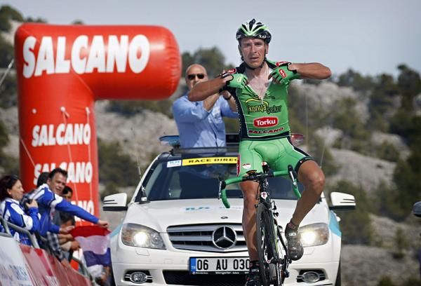Iva&iuml;lo Gabrovski (Konya Torku Seker Spor) celebrates his solo victory in stage 3.