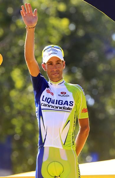 Vincenzo Nibali (Liquigas-Cannondale) on the podium for his third place overall finish.
