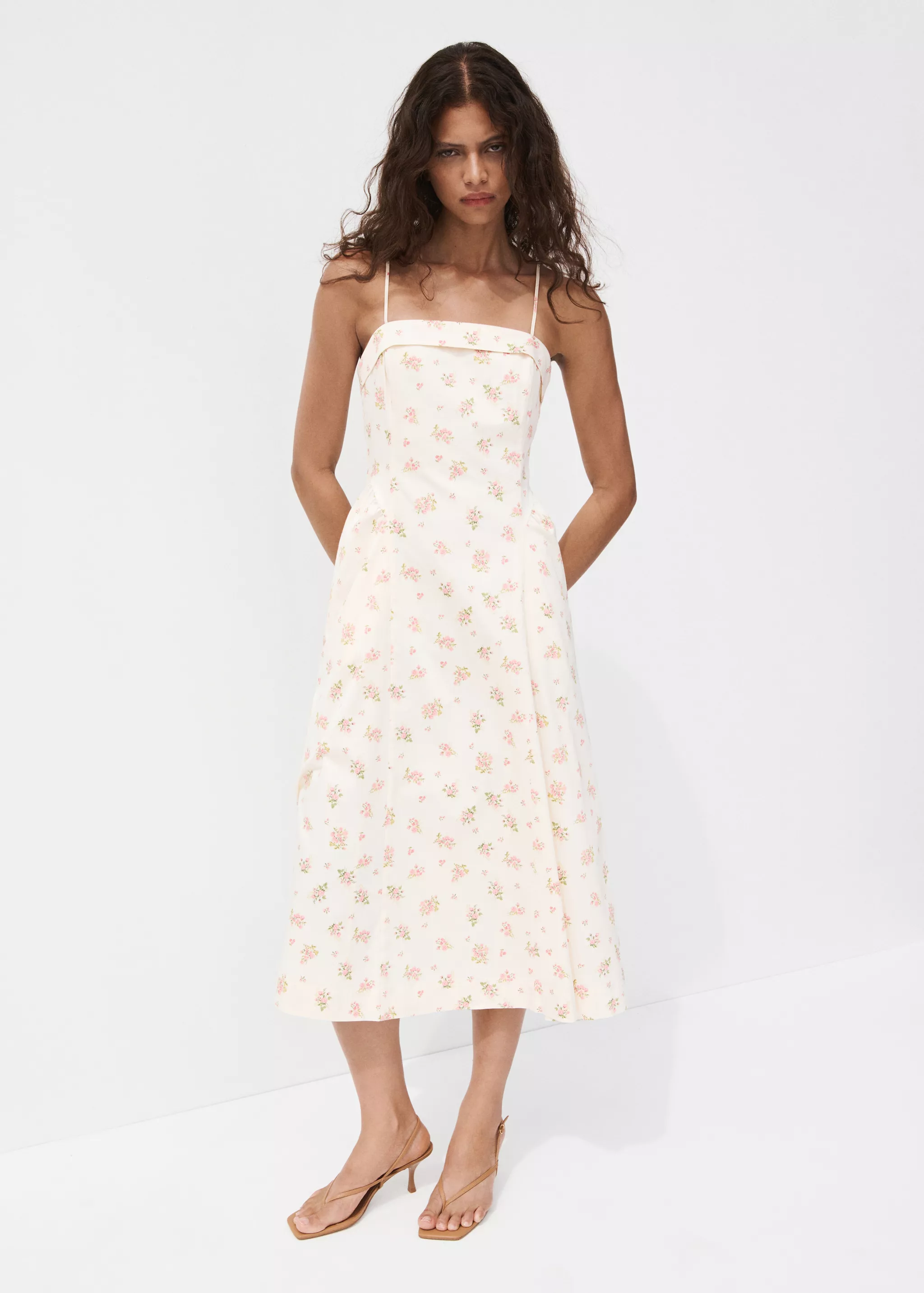 MANGO, Floral-Print Flared Dress