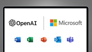 Ein Laptop-Bildschirm mit den Logos von OpenAI und Microsoft