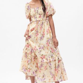 Gap LoveShackFancy Floral Puff Sleeve Maxi Dress